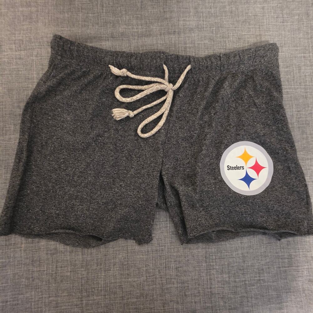 Pittsburgh Steelers Women's Elastic Shorts SZ Med Sleepwear Grey LOGO Football